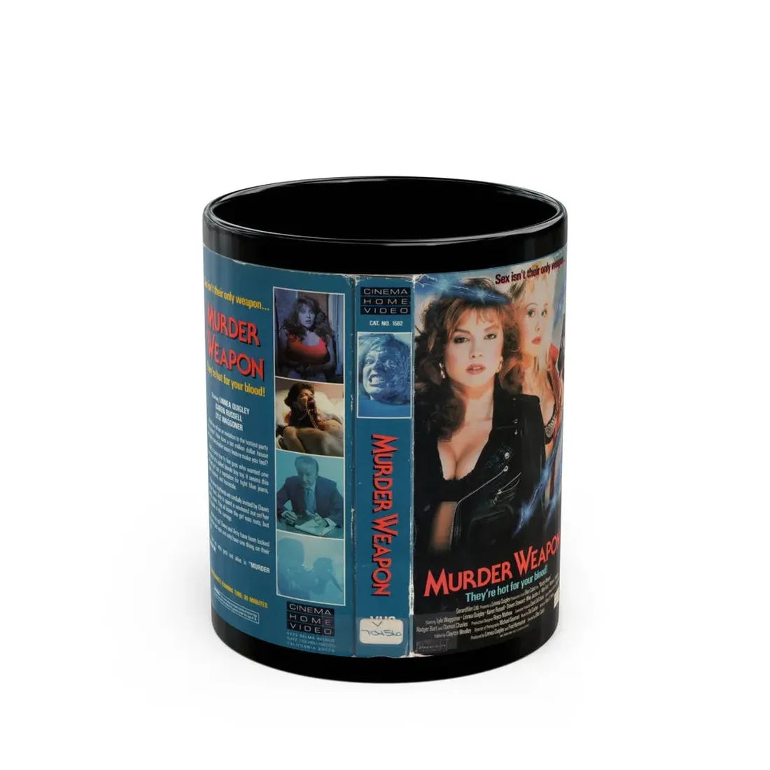 MURDER WEAPON (VHS COVER) - Black Coffee Mug 11oz - Go Mug Yourself