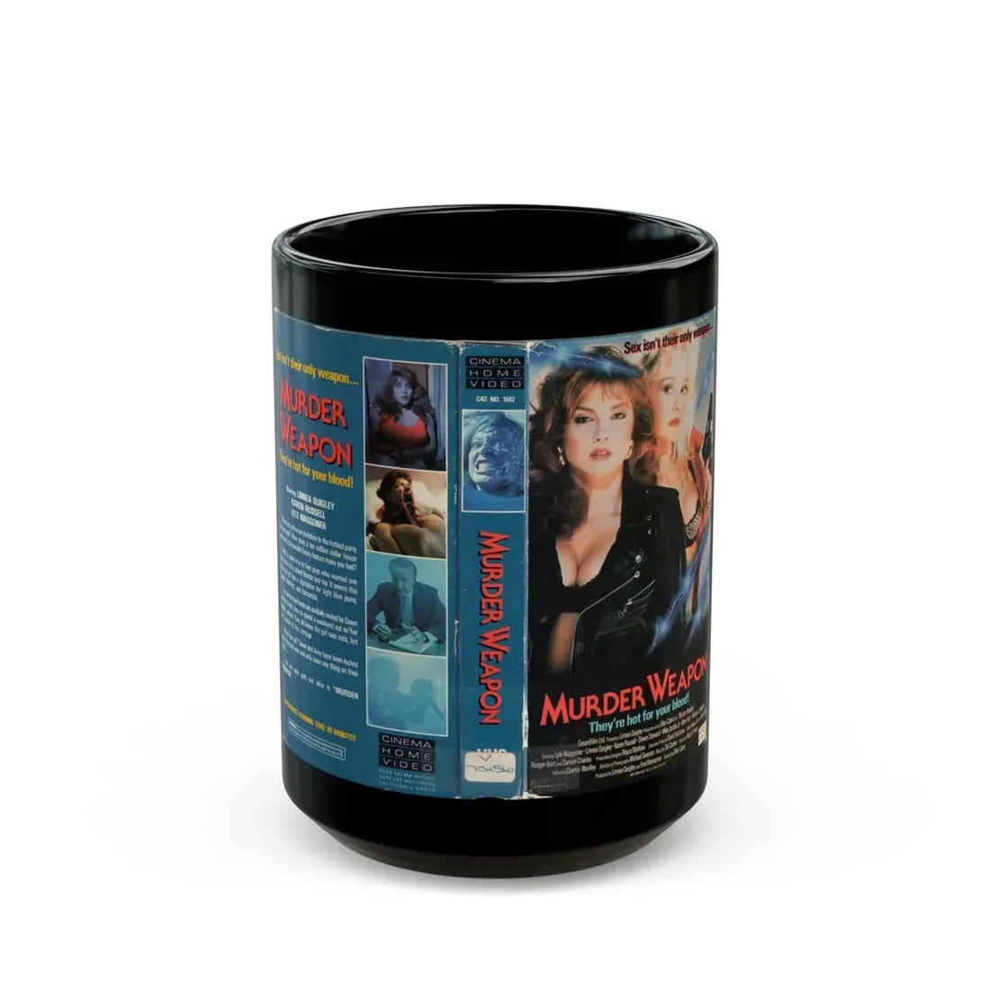 MURDER WEAPON (VHS COVER) - Black Coffee Mug 15oz - Go Mug Yourself