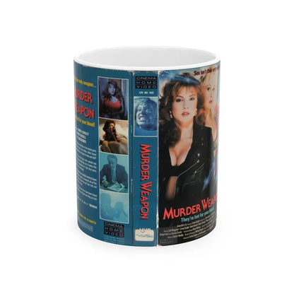 MURDER WEAPON (VHS COVER) - White Coffee Mug 11oz - Go Mug Yourself