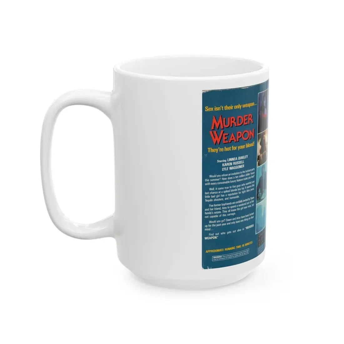 MURDER WEAPON (VHS COVER) - White Coffee Mug - Go Mug Yourself