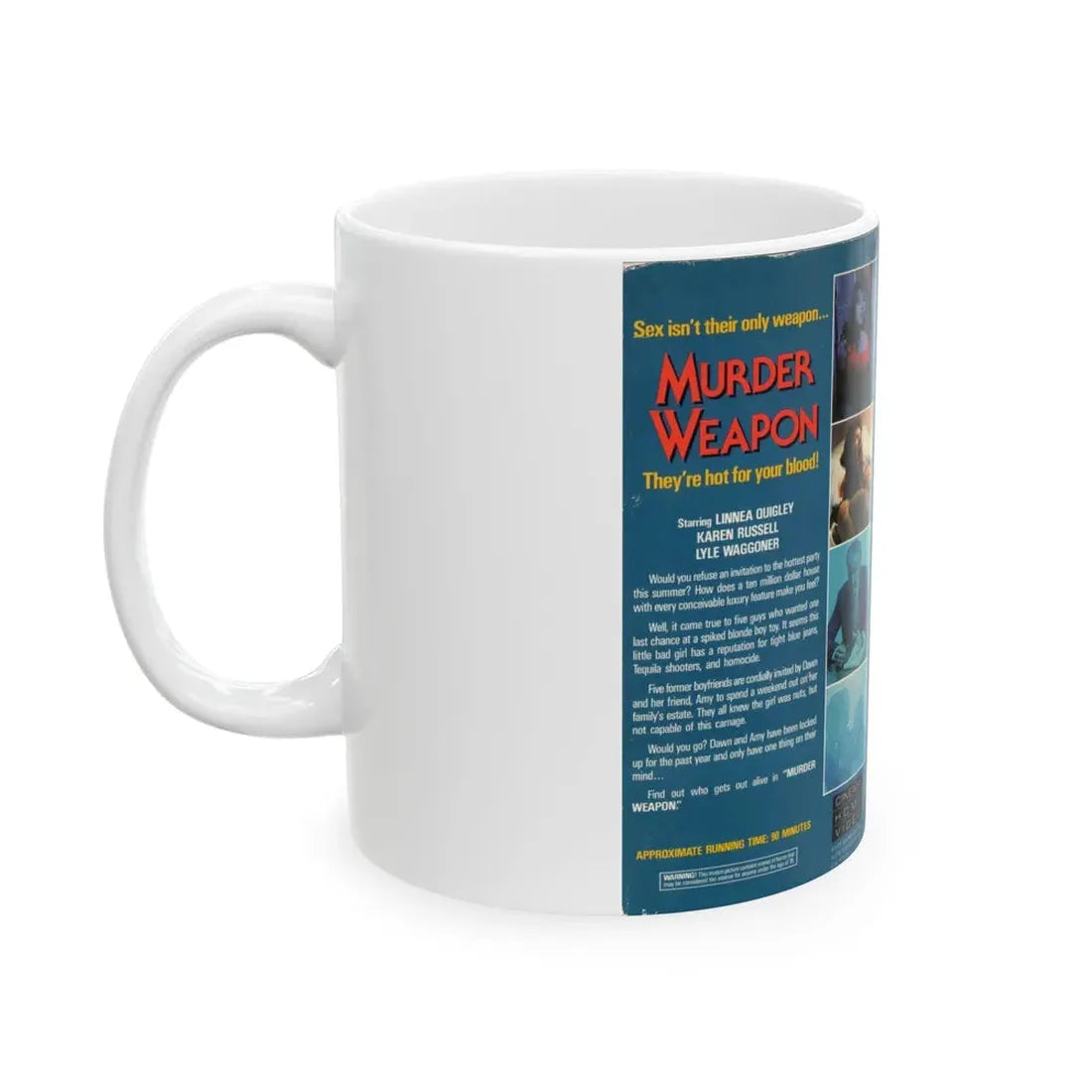 MURDER WEAPON (VHS COVER) - White Coffee Mug - Go Mug Yourself