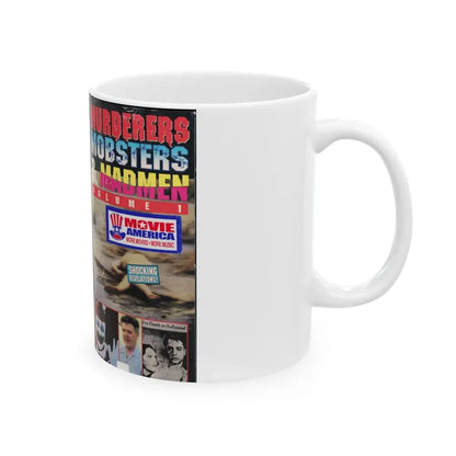MURDERERS MOBSTERS AND MADMEN VOLUME 1 (VHS COVER) - White Coffee Mug - Go Mug Yourself