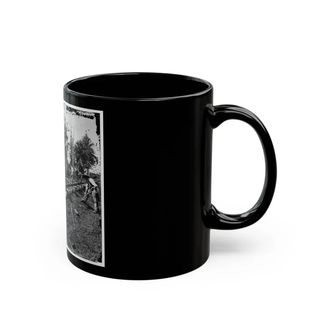 Murfreesboro, Tenn., Vicinity. Men Repairing Single-Track Railroad After Battle Of Stone's River (U.S. Civil War) Black Coffee Mug - Go Mug Yourself