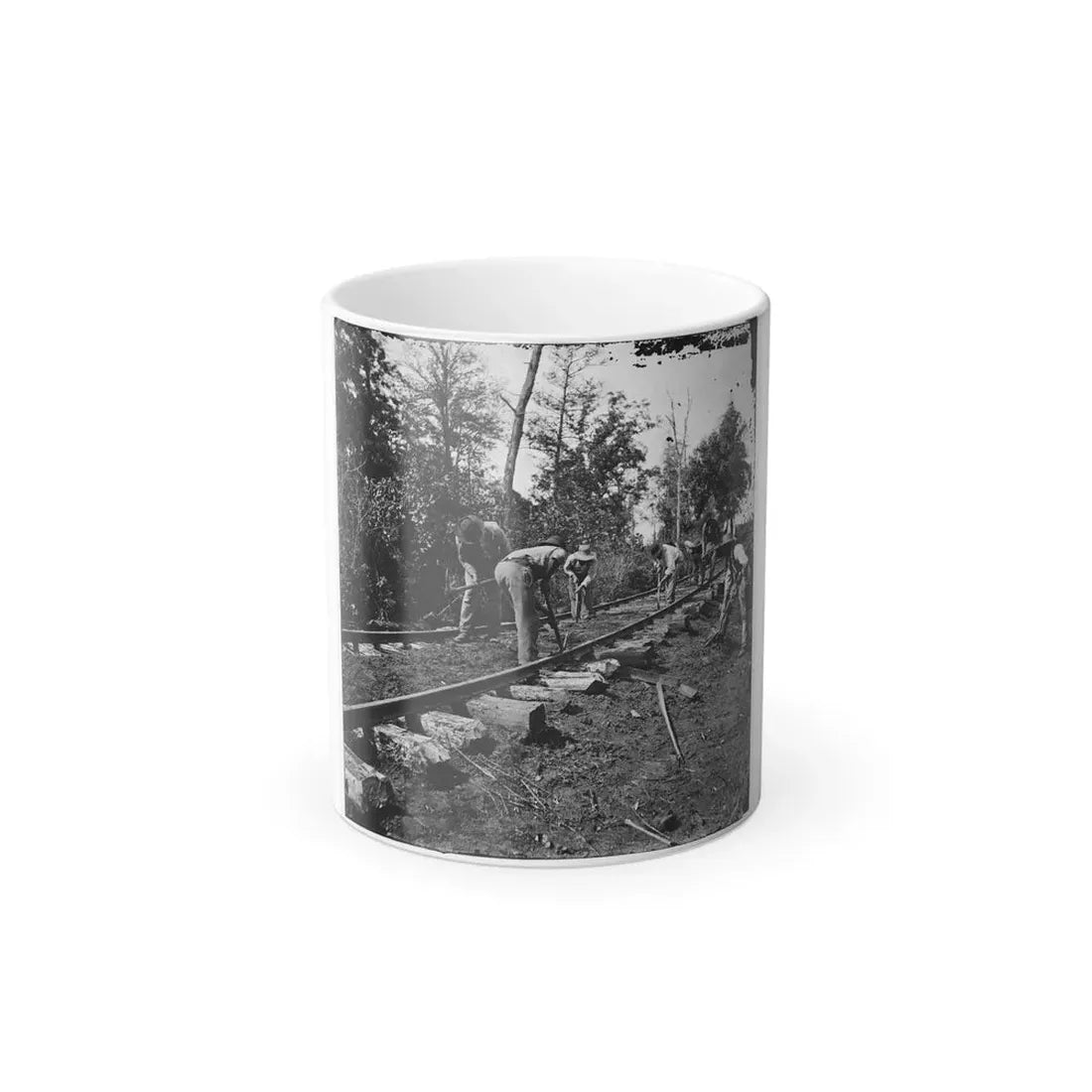 Murfreesboro, Tenn., Vicinity. Men Repairing Single-Track Railroad After Battle of Stone's River (U.S. Civil War) Color Changing Coffee Mug 11oz - Go Mug Yourself