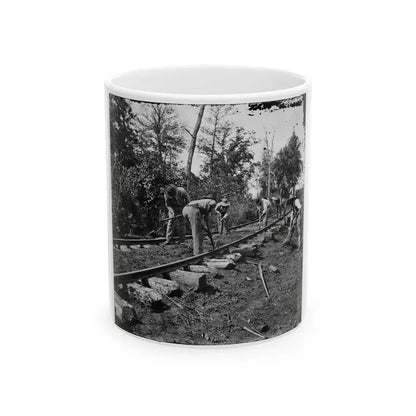 Murfreesboro, Tenn., Vicinity. Men Repairing Single-Track Railroad After Battle Of Stone's River (U.S. Civil War) White Coffee Mug 11oz - Go Mug Yourself