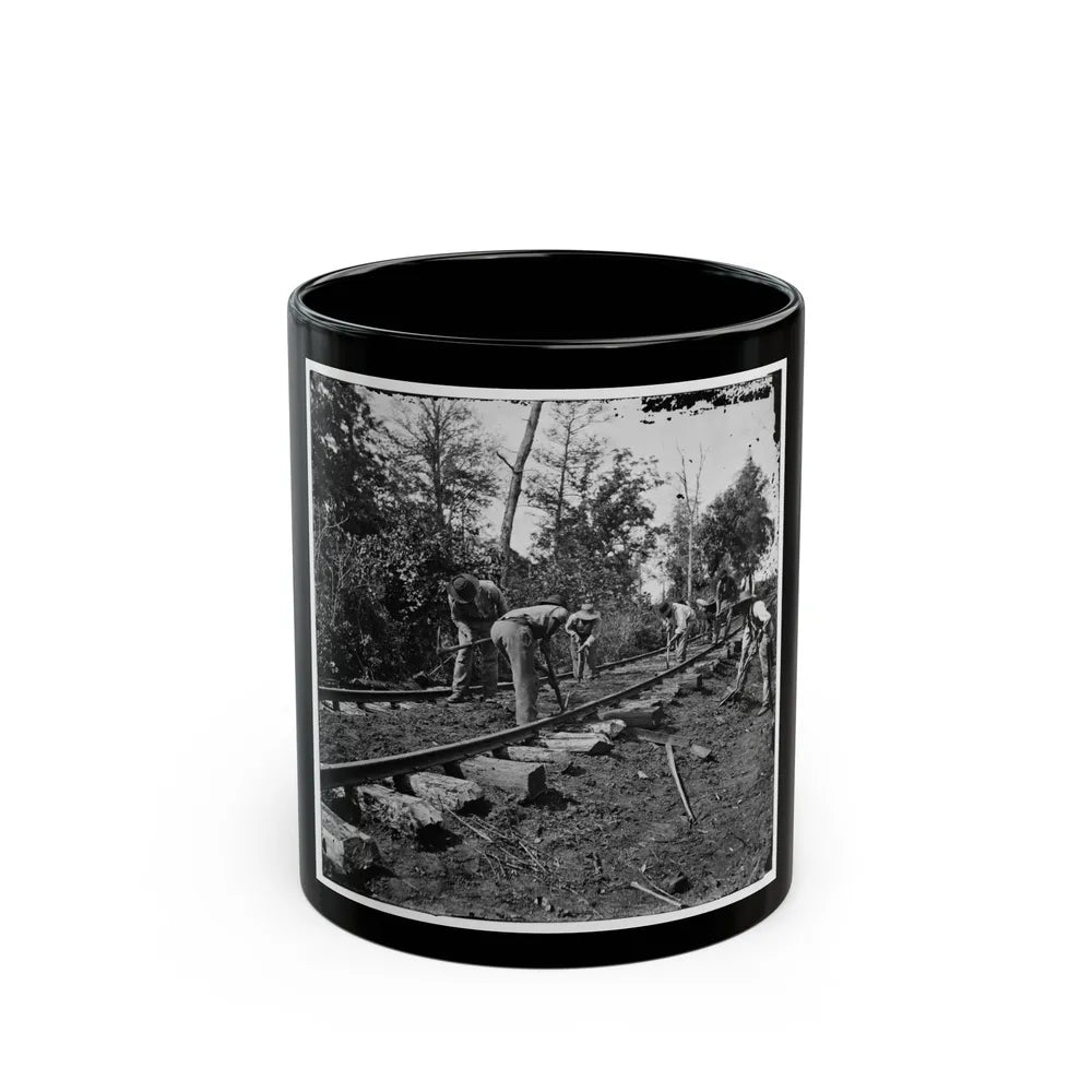 Murfreesboro, Tenn., Vicinity. Men Repairing Single-Track Railroad After Battle Of Stone's River (U.S. Civil War) Black Coffee Mug-11oz-Go Mug Yourself