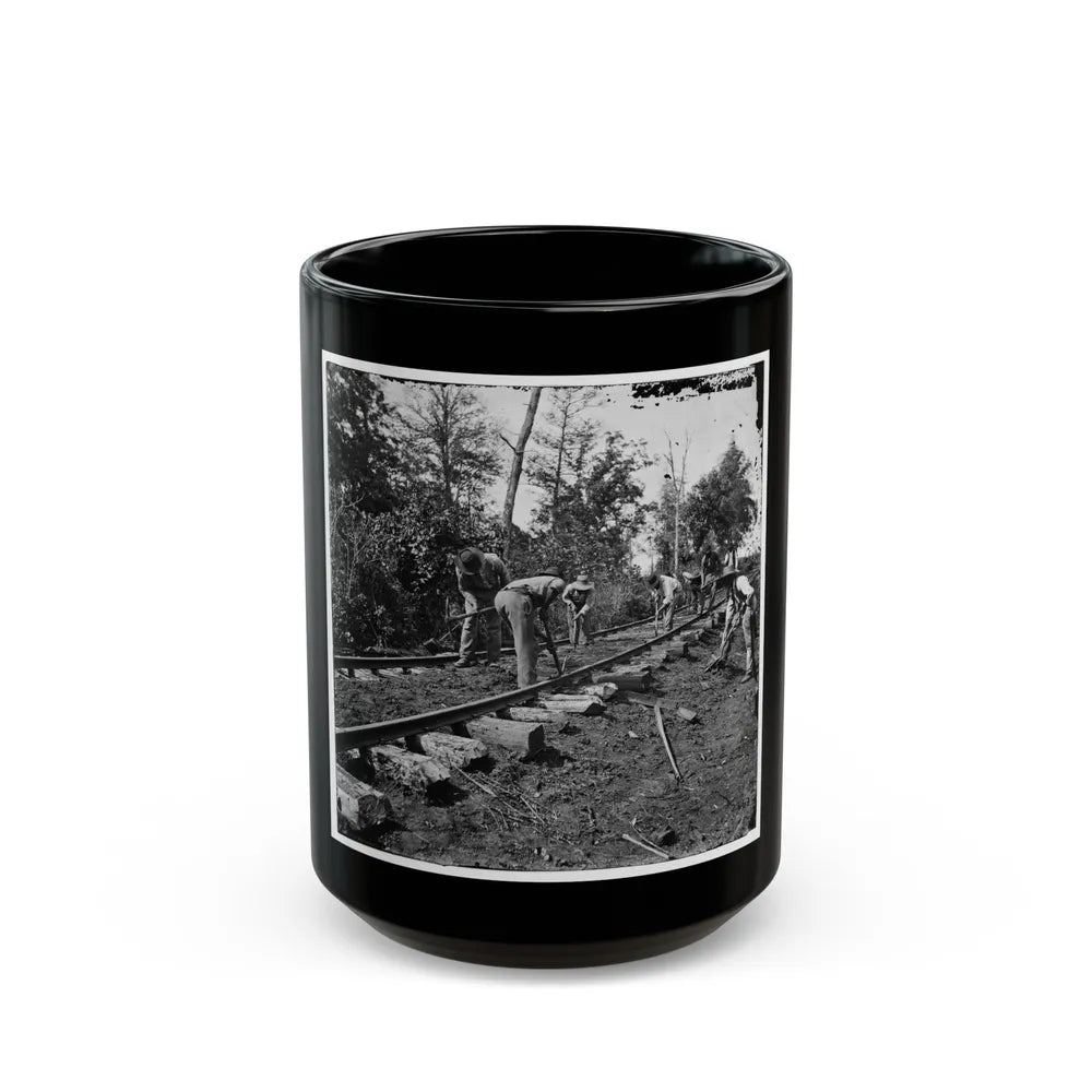 Murfreesboro, Tenn., Vicinity. Men Repairing Single-Track Railroad After Battle Of Stone's River (U.S. Civil War) Black Coffee Mug-15oz-Go Mug Yourself