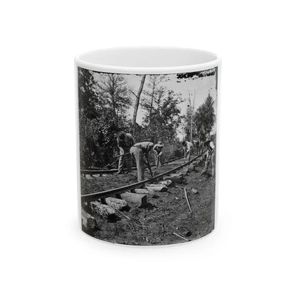 Murfreesboro, Tenn., Vicinity. Men Repairing Single-Track Railroad After Battle Of Stone's River (U.S. Civil War) White Coffee Mug-11oz-Go Mug Yourself