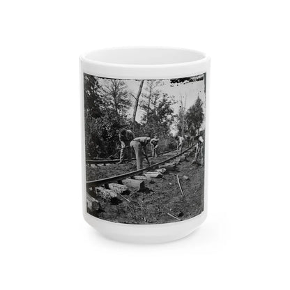 Murfreesboro, Tenn., Vicinity. Men Repairing Single-Track Railroad After Battle Of Stone's River (U.S. Civil War) White Coffee Mug-15oz-Go Mug Yourself