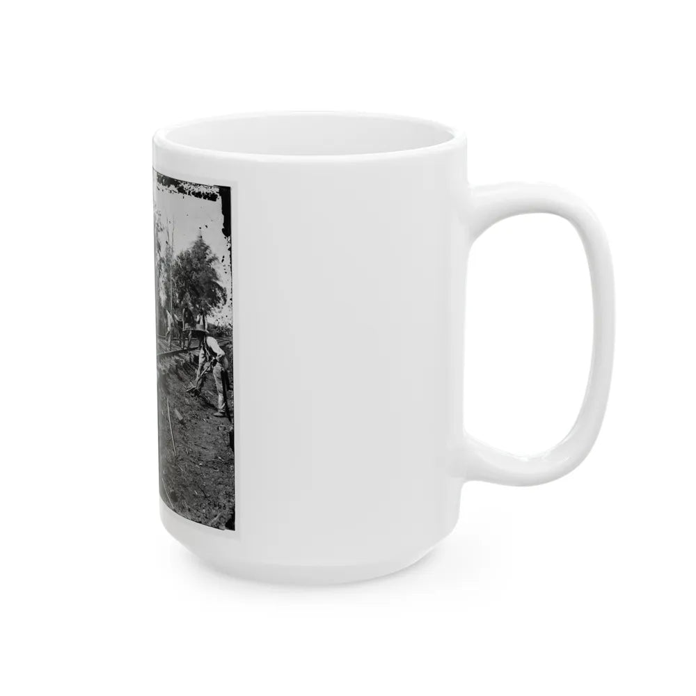 Murfreesboro, Tenn., Vicinity. Men Repairing Single-Track Railroad After Battle Of Stone's River (U.S. Civil War) White Coffee Mug-Go Mug Yourself