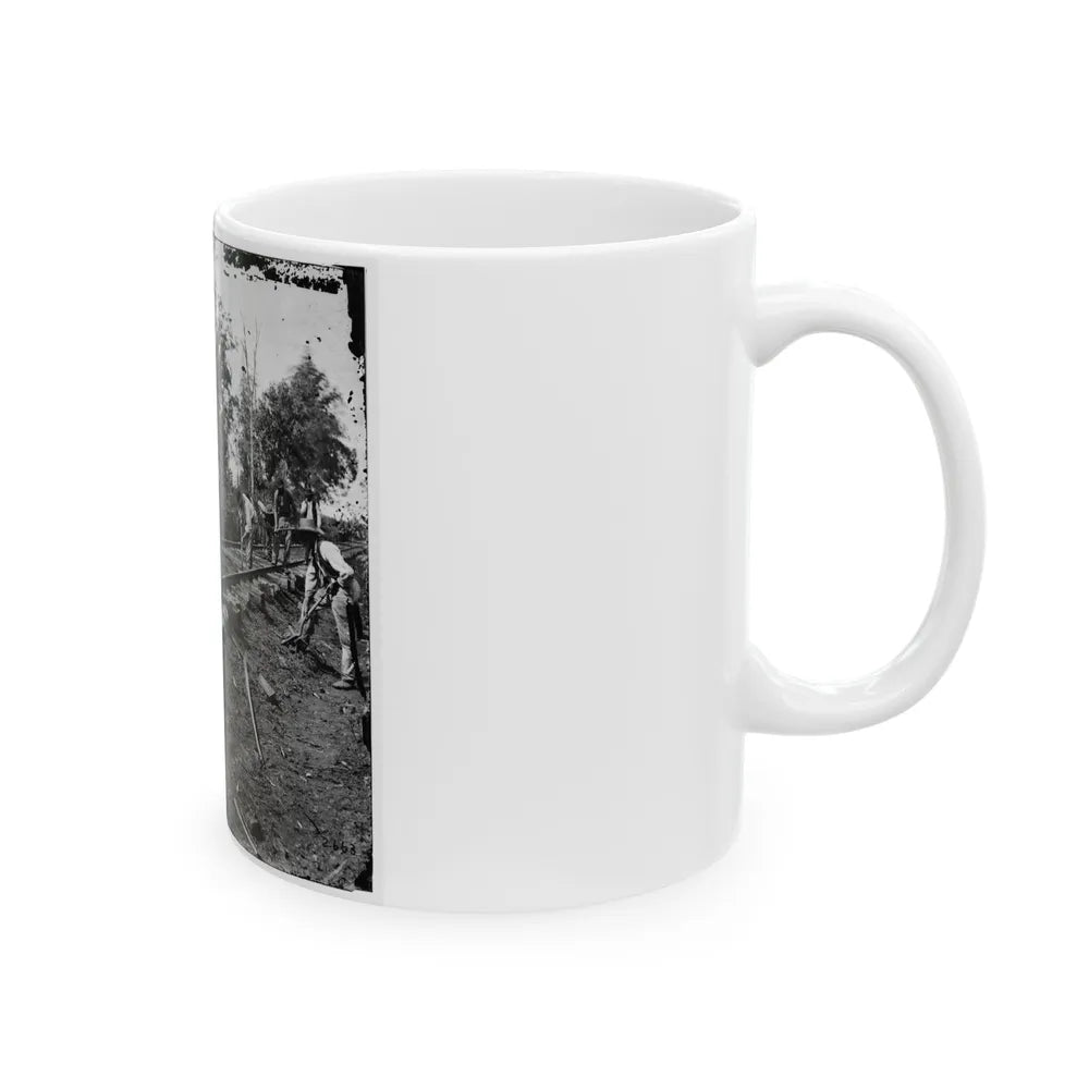 Murfreesboro, Tenn., Vicinity. Men Repairing Single-Track Railroad After Battle Of Stone's River (U.S. Civil War) White Coffee Mug-Go Mug Yourself