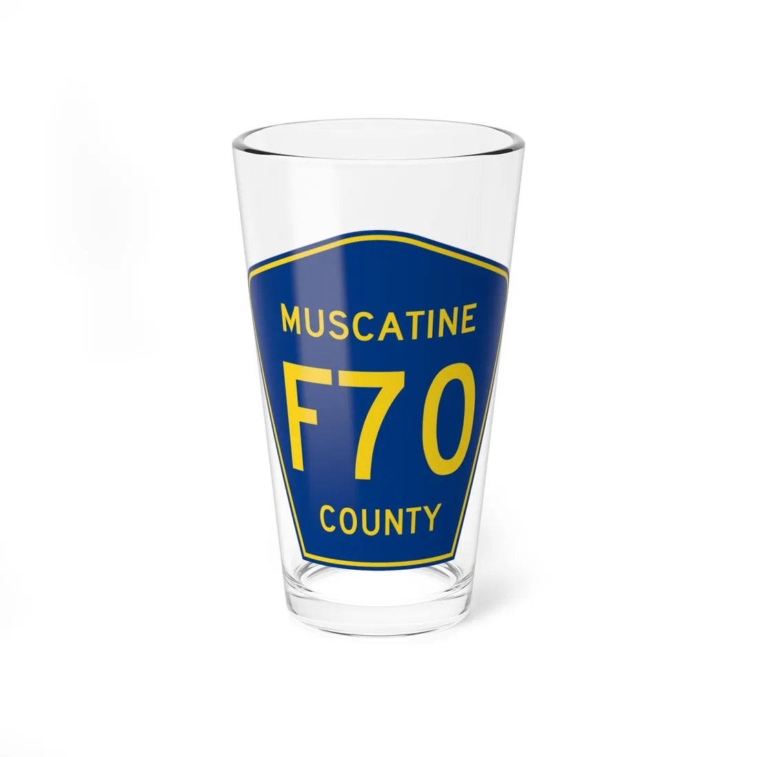 Muscatine County Route F70 IA (Iowa) (Road Sign) Pint Glss 16oz 16oz - Go Mug Yourself