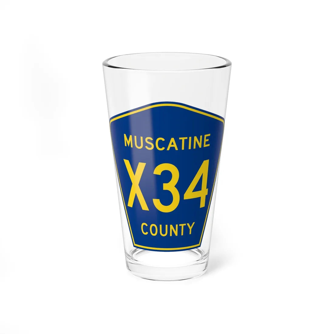 Muscatine County Route X34 IA (Iowa) (Road Sign) Pint Glss 16oz 16oz - Go Mug Yourself