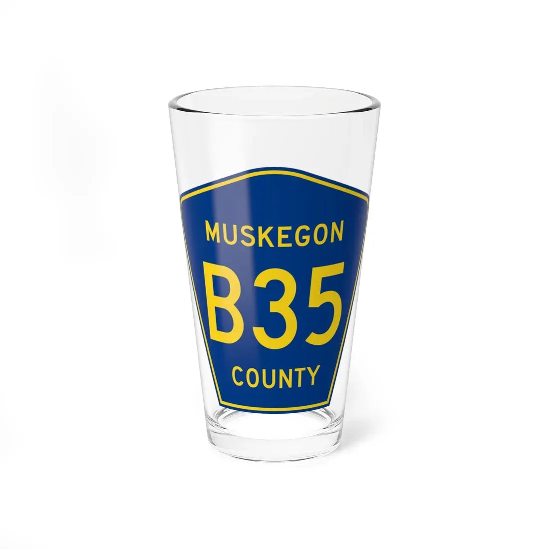 Muskegon County B-35 (Michigan) (Road Sign) Pint Glass 16oz 16oz - Go Mug Yourself
