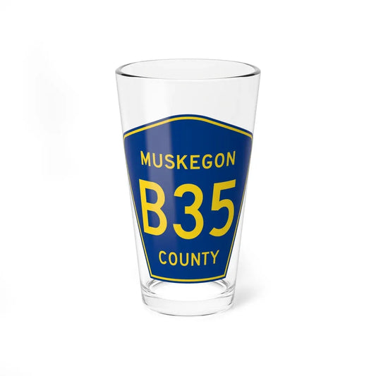 Muskegon County B-35 (Michigan) (Road Sign) Pint Glass 16oz 16oz - Go Mug Yourself