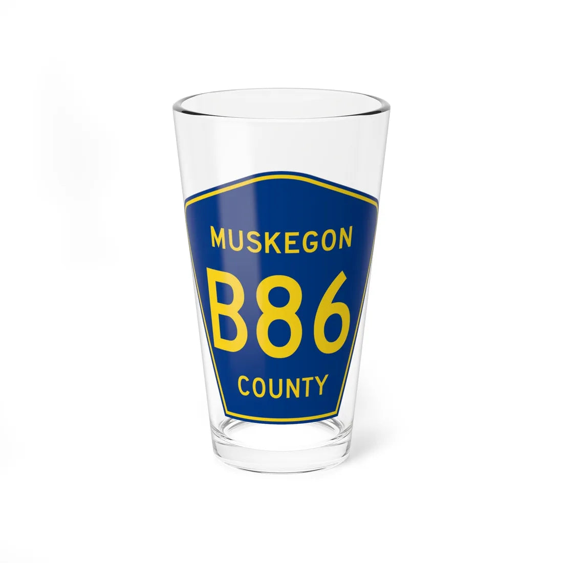 Muskegon County B-86 (Michigan) (Road Sign) Pint Glss 16oz 16oz - Go Mug Yourself