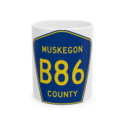 Muskegon County B-86 (Michigan) (Road Sign) White Coffee Mug 11oz - Go Mug Yourself