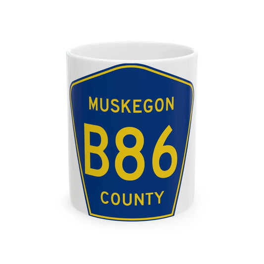 Muskegon County B-86 (Michigan) (Road Sign) White Coffee Mug 11oz - Go Mug Yourself