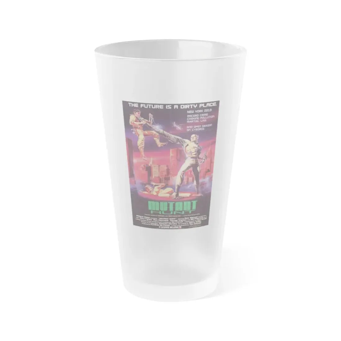 MUTANT HUNT 1987 Movie Poster - Frosted Pint Glass 16oz 16oz Frosted - Go Mug Yourself