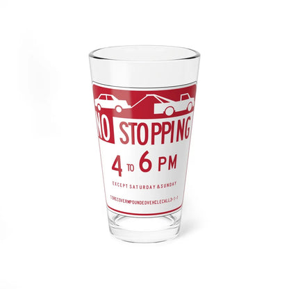MUTCD-CA R107 open text (California) (Road Sign) Pint Glass 16oz 16oz - Go Mug Yourself