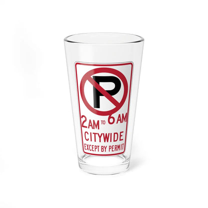 MUTCD-CA R30D open text (California) (Road Sign) Pint Glass 16oz 16oz - Go Mug Yourself