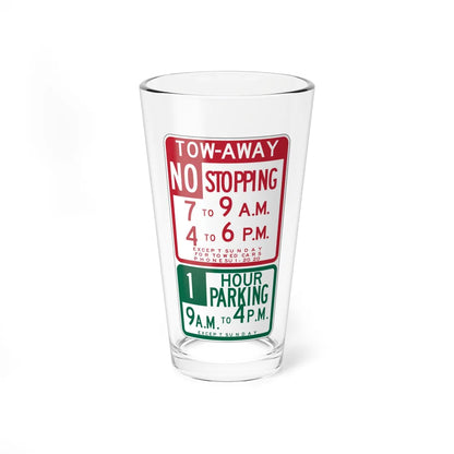 MUTCD-CA R38-1.1S open text (California) (Road Sign) Pint Glass 16oz 16oz - Go Mug Yourself