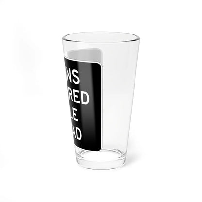MUTCD-CA R75 open text (California) (Road Sign) Pint Glass 16oz - Go Mug Yourself