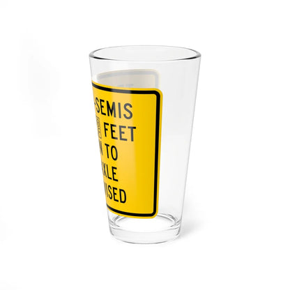 MUTCD-CA SW48 open text (California) (Road Sign) Pint Glass 16oz - Go Mug Yourself