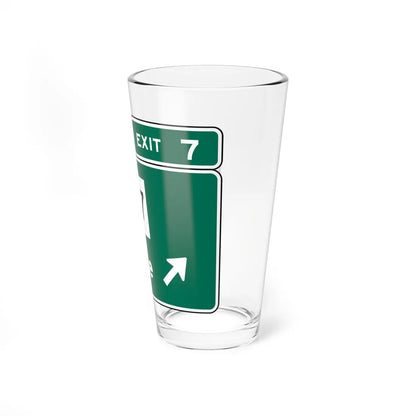 MUTCD Interchange Exit Direction Sign (Texas) (Road Sign) Pint Glass 16oz - Go Mug Yourself