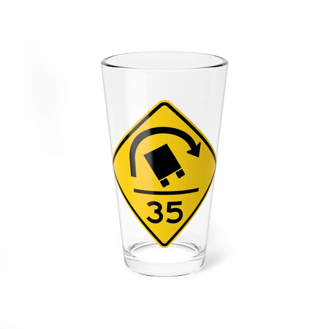 MUTCD-MD W1-131-R (Maryland) (Road Sign) Pint Glass 16oz 16oz - Go Mug Yourself