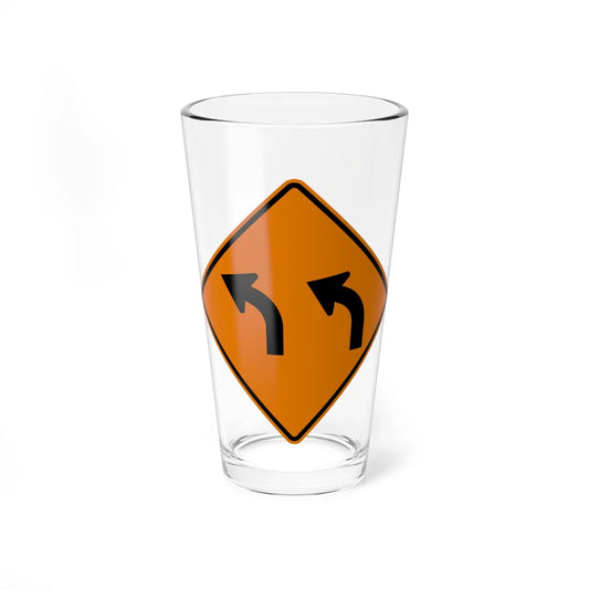 MUTCD-MI CW1-2bL (Michigan) (Road Sign) Pint Glss 16oz 16oz - Go Mug Yourself