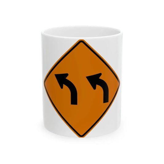 MUTCD-MI CW1-2bL (Michigan) (Road Sign) White Coffee Mug 11oz - Go Mug Yourself
