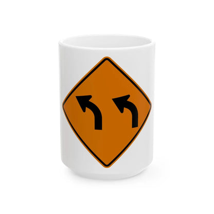 MUTCD-MI CW1-2bL (Michigan) (Road Sign) White Coffee Mug 15oz - Go Mug Yourself