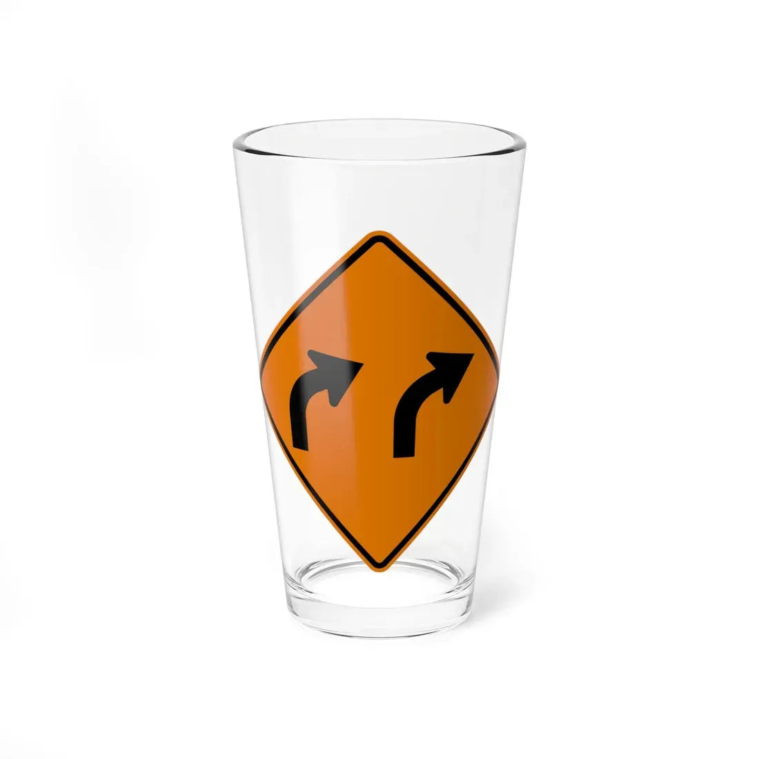 MUTCD-MI CW1-2bR (Michigan) (Road Sign) Pint Glass 16oz 16oz - Go Mug Yourself