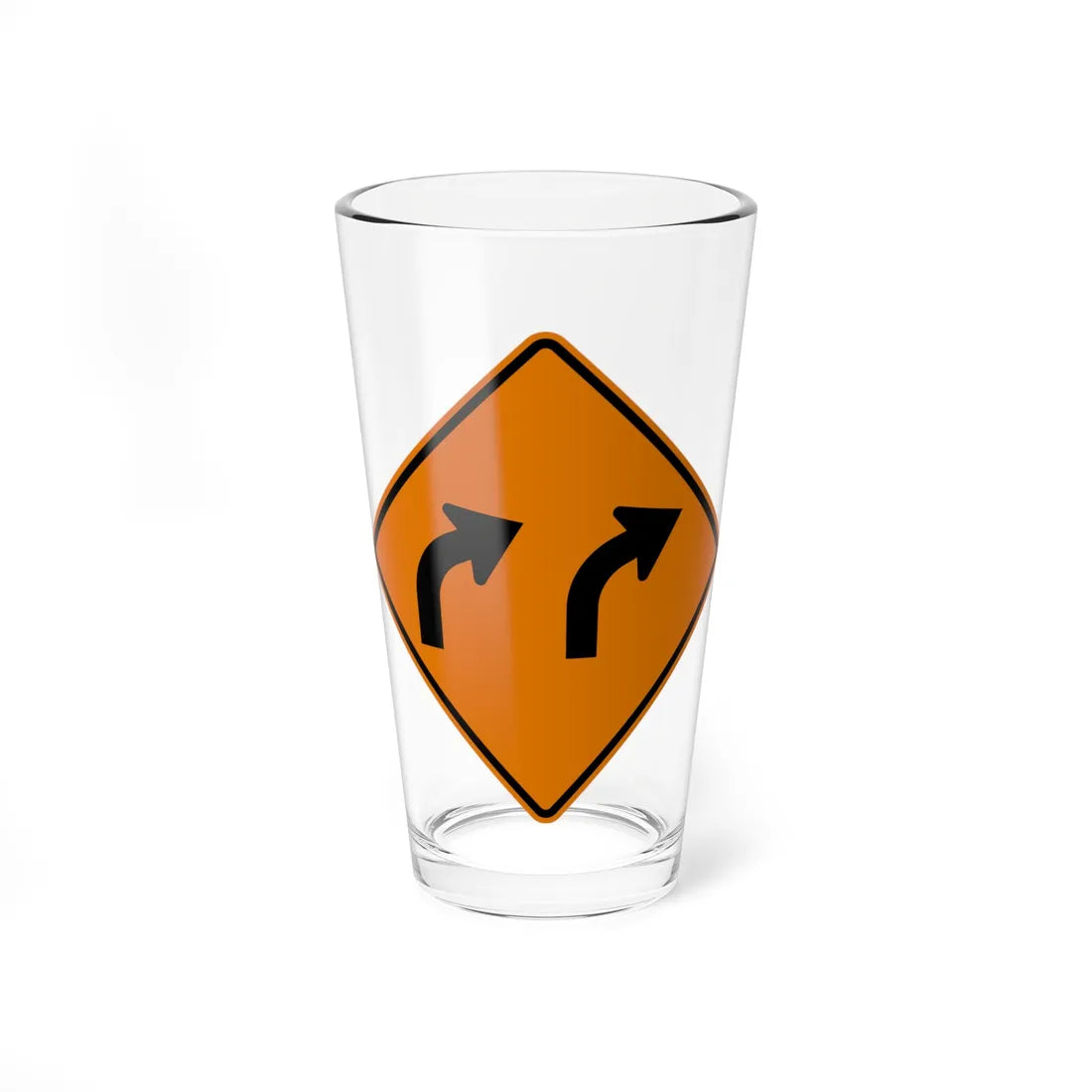 MUTCD-MI CW1-2bR (Michigan) (Road Sign) Pint Glss 16oz 16oz - Go Mug Yourself