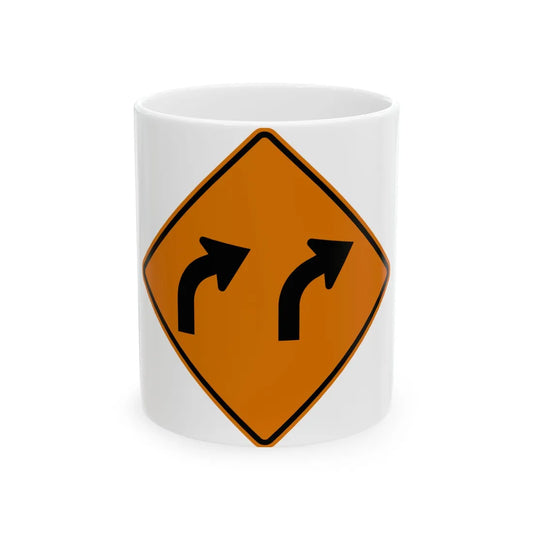 MUTCD-MI CW1-2bR (Michigan) (Road Sign) White Coffee Mug 11oz - Go Mug Yourself