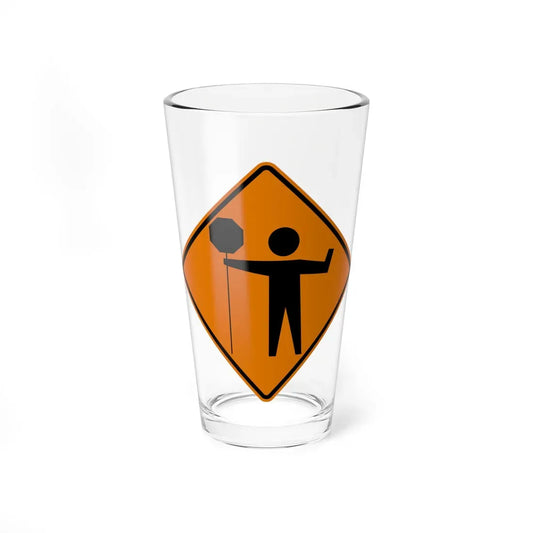 MUTCD-MI CW20-7a (Michigan) (Road Sign) Pint Glass 16oz 16oz - Go Mug Yourself