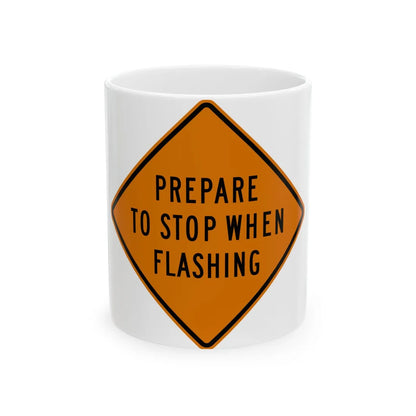 MUTCD-MI CW3-4b (Michigan) (Road Sign) White Coffee Mug 11oz - Go Mug Yourself