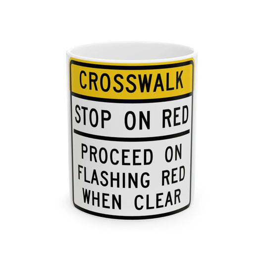 MUTCD-MI R10-23b (Michigan) (Road Sign) White Coffee Mug 11oz - Go Mug Yourself