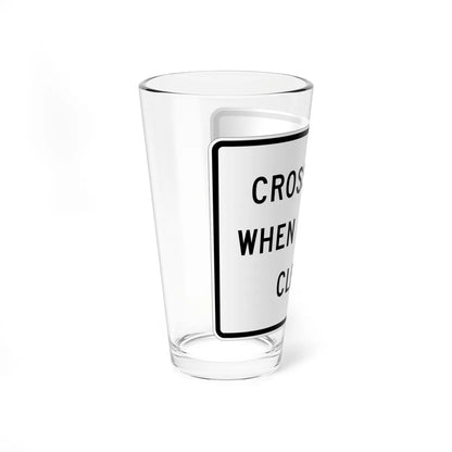 MUTCD-MI R10-4c (Michigan) (Road Sign) Pint Glass 16oz - Go Mug Yourself
