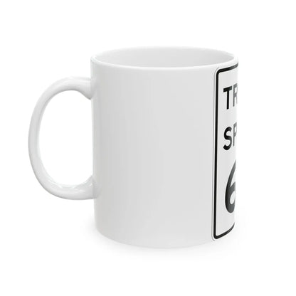 MUTCD-MI R2-2a (Michigan) (Road Sign) White Coffee Mug - Go Mug Yourself
