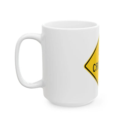 MUTCD-MI W11-20a (Michigan) (Road Sign) White Coffee Mug - Go Mug Yourself