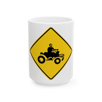 MUTCD-MI W11-23 (Michigan) (Road Sign) White Coffee Mug 15oz - Go Mug Yourself