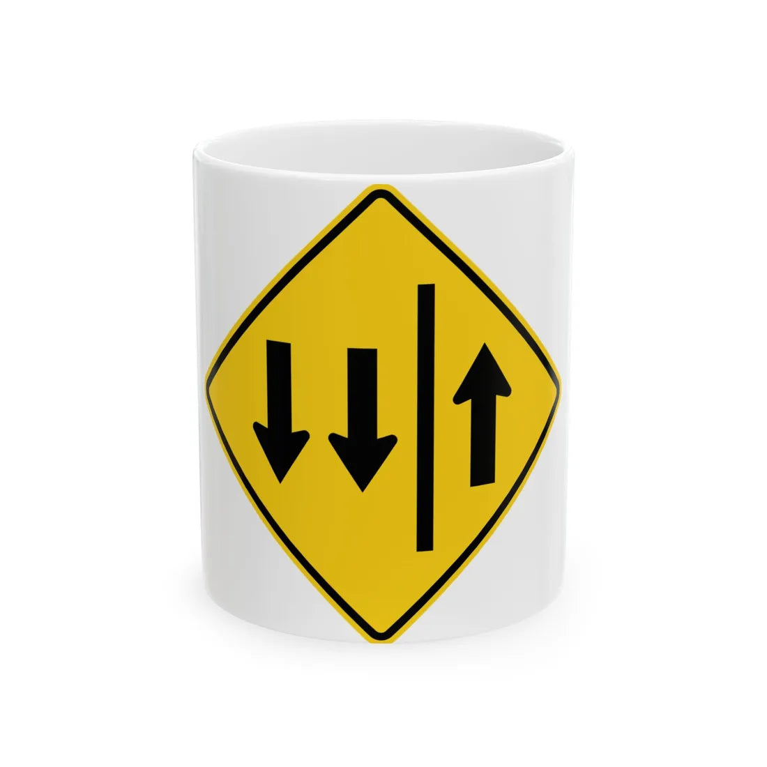 MUTCD-MI W6-5 (Michigan) (Road Sign) White Coffee Mug 11oz - Go Mug Yourself