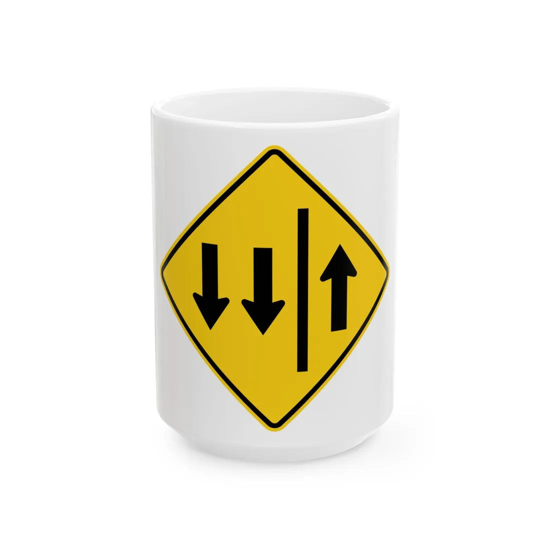 MUTCD-MI W6-5 (Michigan) (Road Sign) White Coffee Mug 15oz - Go Mug Yourself