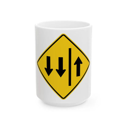 MUTCD-MI W6-5 (Michigan) (Road Sign) White Coffee Mug 15oz - Go Mug Yourself