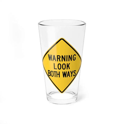 MUTCD-NE W10-6 (Nebraska) (Road Sign) Pint Glass 16oz 16oz - Go Mug Yourself