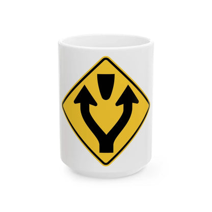 MUTCD-NY NYW3-4 (New York) (Road Sign) White Coffee Mug 15oz - Go Mug Yourself