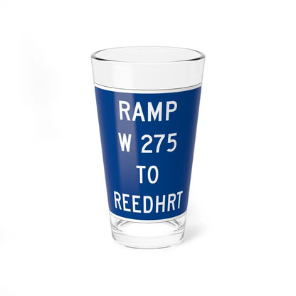 MUTCD-OH D10-H5a open text (Ohio) (Road Sign) Pint Glass 16oz 16oz - Go Mug Yourself