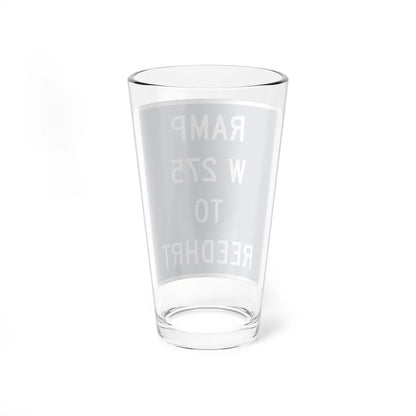 MUTCD-OH D10-H5a open text (Ohio) (Road Sign) Pint Glass 16oz - Go Mug Yourself